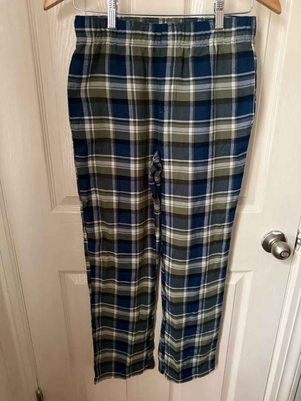 XL Old Navy Boys Blue and Green Plaid Jogger Pants NWOT